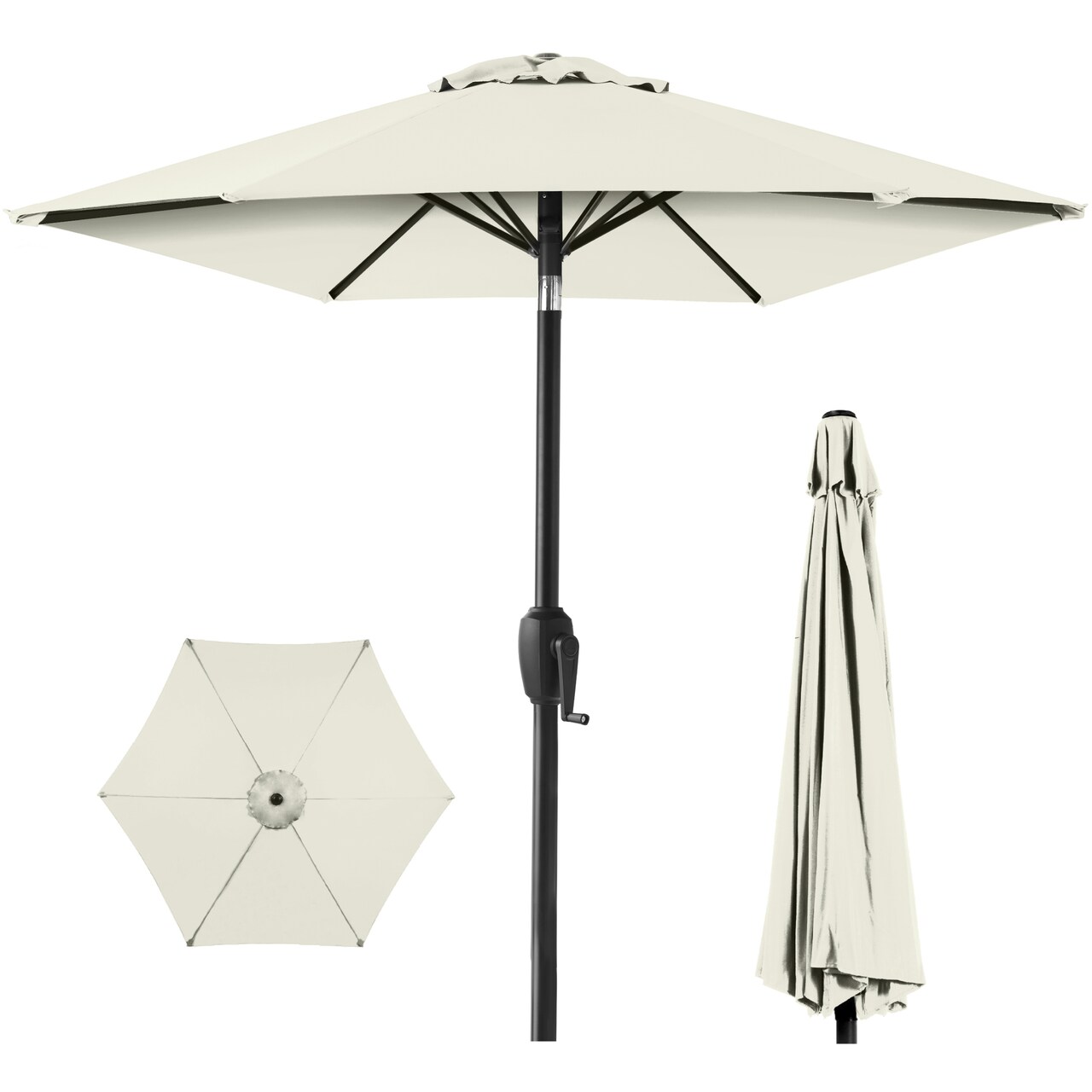 Best Choice Products 7.5ft Heavy-Duty Outdoor Market Patio Umbrella w/ Push Button Tilt, Easy Crank